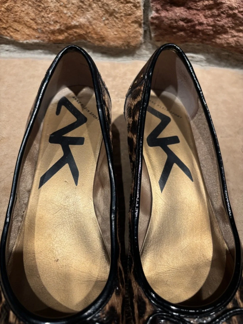 Anne Klein Ashvante Leopard Print Wedge Ballet Flats with Black Trim - Picture 4 of 6